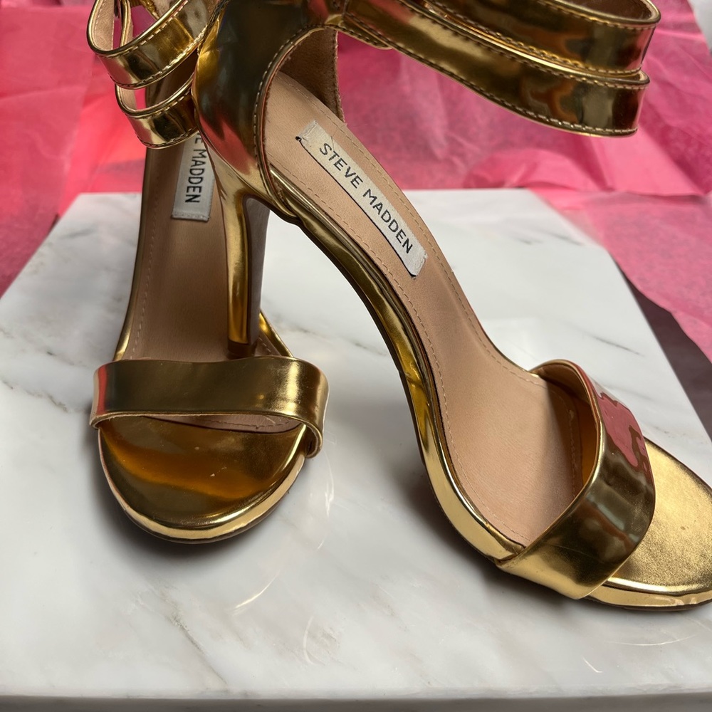 Steve Madden Gold Metallic Strappy High Heels